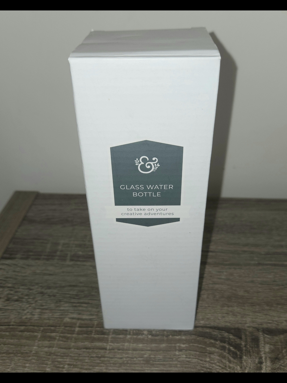 New Archer & Olive Glass Water Bottle Stationery Drinking Logo Wooden Cap.
